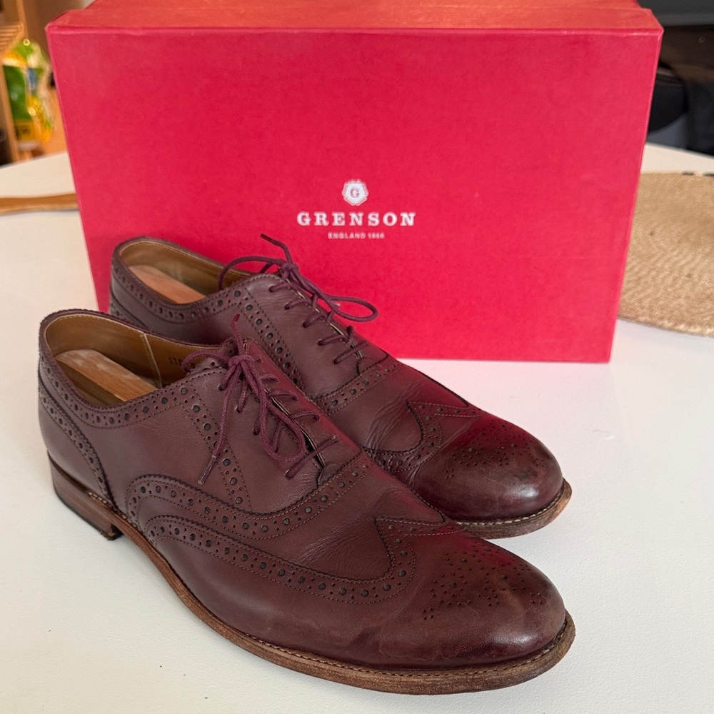 Grenson Dylan Men's Burgundy Oxford Shoes